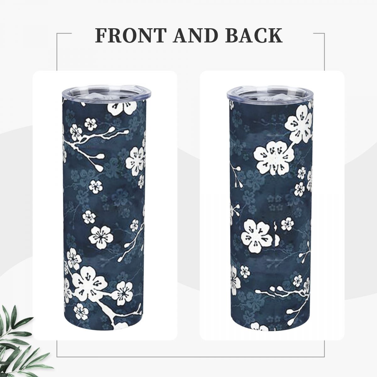 Navy And White Cherry Blossom  - Tumbler 20Oz White recension och pris