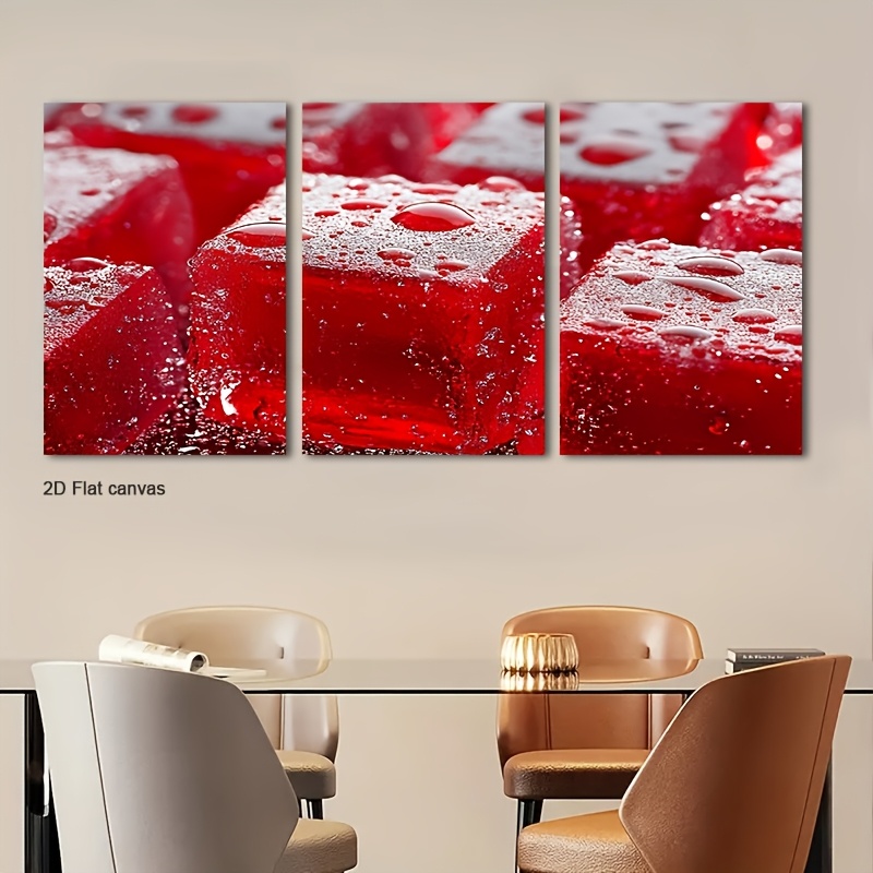 3pcs Framed Red Jelly Cube Wal - Canvas Wrap Ready recension och pris